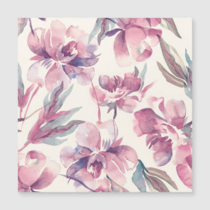 Peonies Aquarell: nahtlos blühender Hintergrund. Magnetkarte
