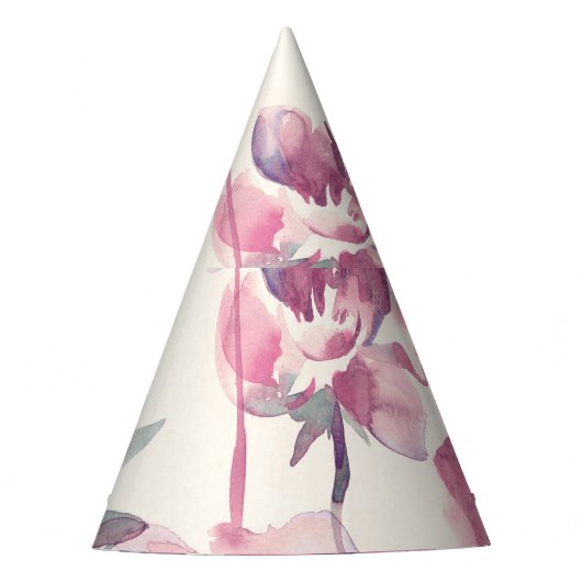 Peonies Aquarell: nahtlos blühender Hintergrund. Partyhütchen (Vorderseite)