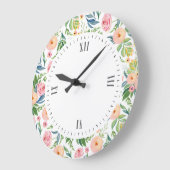 Peonies Aquarellmuster Große Wanduhr (Winkel)