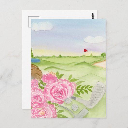 Peonies auf dem Golfplatz Postkarte (Vorne/Hinten)