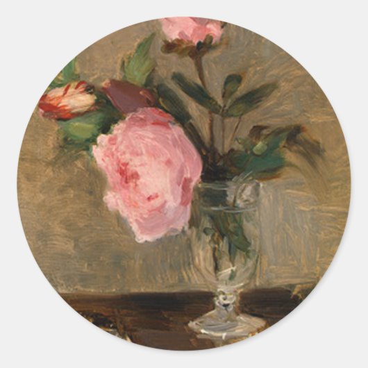 Peonies Berthe Morisot Kunst Runder Aufkleber (Vorderseite)
