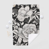Peonies Black & White Vintage Pattern Golfhandtuch (Insitu)