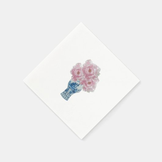 Peonies Blue und White Ginger Jar Serviette (Ecke)