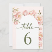 Peonies blühen blumige Hochzeitsfeiern Tischnummer (Vorderseite)