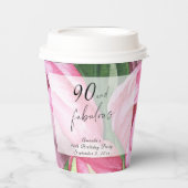 Peonies Blume 90. Geburtstagsparty Pappbecher (Vorderseite)