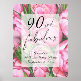 Peonies Blume 90. Geburtstagsparty Poster
