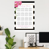 Peonies-Blume auf Black & White -16 Seating Chart Poster (Heimbüro)