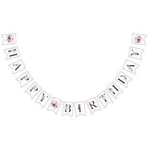 Peonies Blume Glückwunsch Geburtstagsbanner Wimpelkette