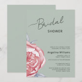 Peonies Bridal Dusche Einladung (Vorne/Hinten)