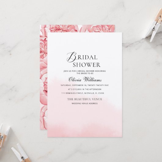 Peonies Bridal Dusche Einladung (Vorderseite/Rückseite Beispiel)