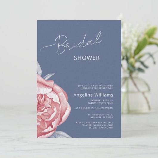 Peonies Bridal Dusche Einladung (Stehend Vorderseite)