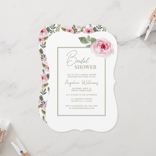 Peonies Bridal Dusche Einladung (Vorderseite/Rückseite Beispiel)
