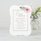 Peonies Bridal Dusche Einladung (Stehend Vorderseite)