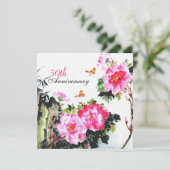 Peonies & Butterflies/Hochzeitstag Einladung (Stehend Vorderseite)