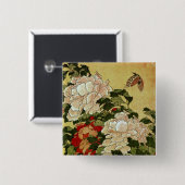 Peonies & Butterflies Hokusai japanische Kunstkuns Button (Vorne & Hinten)