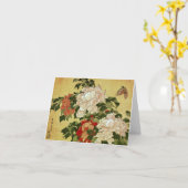 Peonies & Butterflies Hokusai japanische Kunstkuns Karte (Gelbe Blume)
