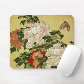 Peonies & Butterflies Hokusai japanische Kunstkuns Mousepad (Mit Mouse)