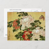 Peonies & Butterflies Hokusai japanische Kunstkuns Postkarte (Vorne/Hinten)