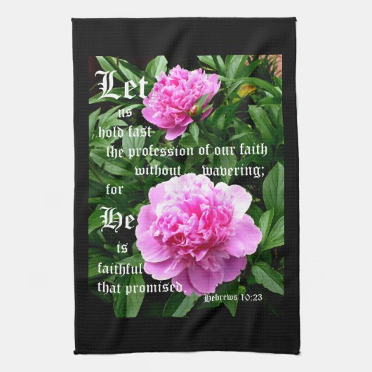 Peonies by Pearl with Hebrews 10:23 Geschirrtuch (Vertikal)
