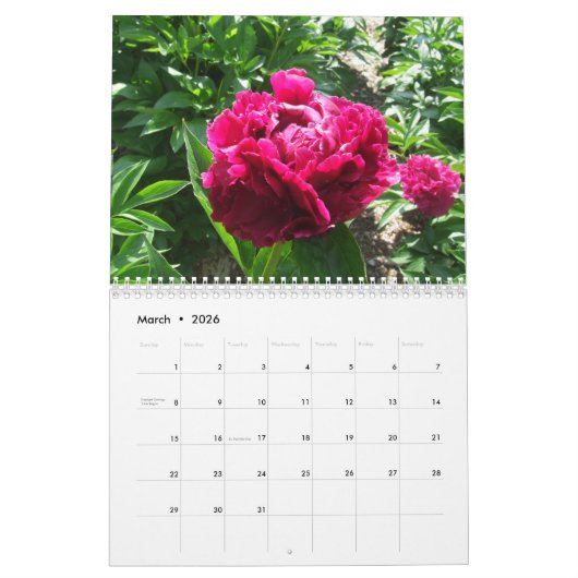 Peonies Calendar 2019 Kalender (Mär 2026)