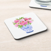 Peonies Chinoiserie Vase Getränkeuntersetzer (Linke Seite)