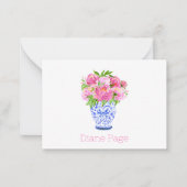 Peonies Chinoiserie Vase Personalisiert Stationäre Mitteilungskarte (Vorderseite)