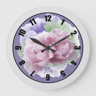 Peonies Circle Large Clock Große Wanduhr