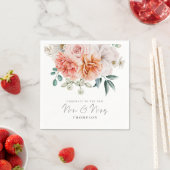 Peonies Coral Peach Glückwunsch Mrs. Wedding Serviette (Beispiel)