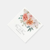 Peonies Coral Peach Glückwunsch Mrs. Wedding Serviette (Ecke)