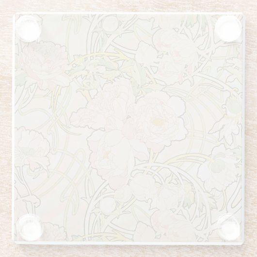 Peonies Decorative Nouveau Pattern Glasuntersetzer (Rückseite)