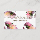 Peonies Elegante Berufliche Karte (Vorderseite)