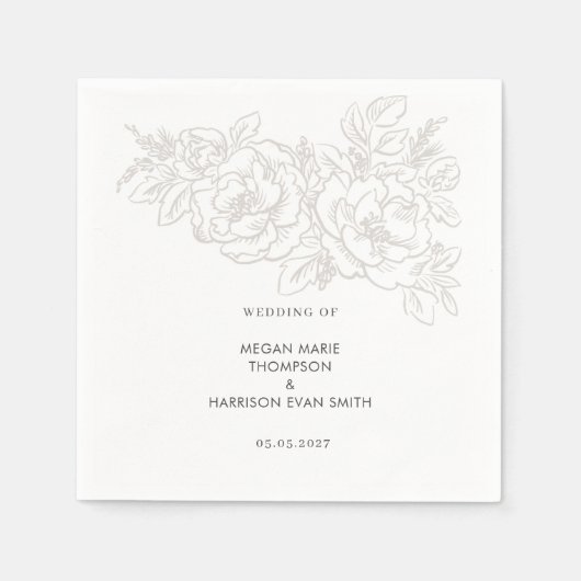 Peonies elegante Blume Corner Napkins Serviette (Vorderseite)