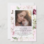 Peonies elegantes Foto Muttertag Feiertagskarte (Vorderseite)