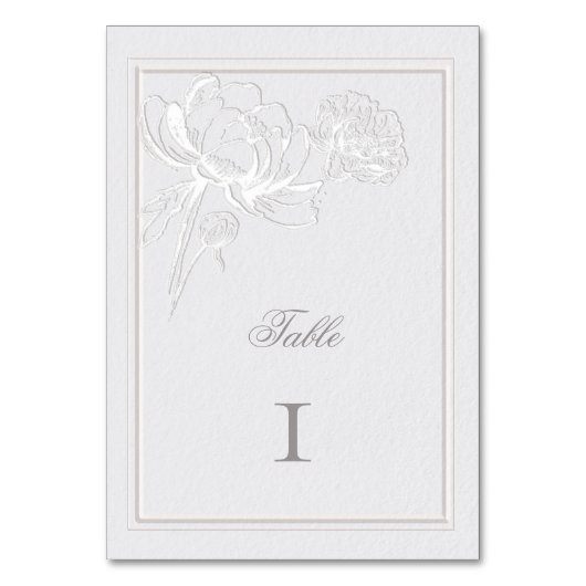 Peonies Elfenbein Doppelrahmen Formal Elegante Hoc Tischnummer (Rückseite)