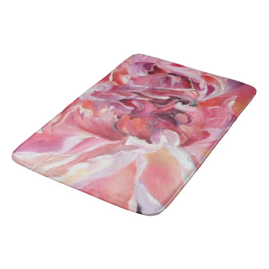 Peonies Floral Bath Mat Badematte (Schrägansicht)