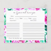 Peonies Floral Brautparty Rezept Card (Vorderseite)