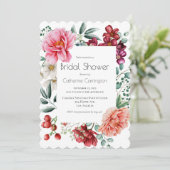 Peonies Floral Bridal Dusche Einladungen (Stehend Vorderseite)