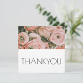 PEONIES FLORAL DANKYOU FLAT CARD DANKESKARTE (Stehend Vorderseite)