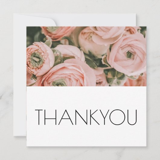 PEONIES FLORAL DANKYOU FLAT CARD DANKESKARTE (Vorderseite)