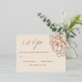 Peonies Floral Elegante Real Rose Gold RSVP Karten (Stehend vorne)