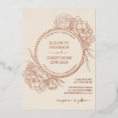 Peonies Floral Elegante Real Rose Hochzeit Folieneinladung (Vorderseite)