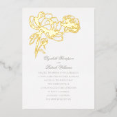 Peonies Floral Gold Formal Elegante Hochzeit Folieneinladung (Vorderseite)