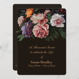 Peonies Floral Painting 2 Memorial Service Einladung