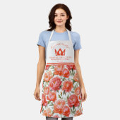 Peonies Floral Pink Orange | Königin der Küche Schürze (Getragen)