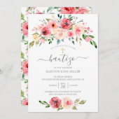 Peonies Floral Spanish Taufe Einladung (Vorne/Hinten)