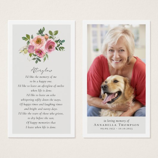 Peonies Foto Gedenkkarte Beerdigung Gebetskarte (Vorne & Hinten)