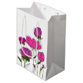 Peonies Gift Bag (weiß) Mittlere Geschenktüte (Vorderseite Schrägansicht)