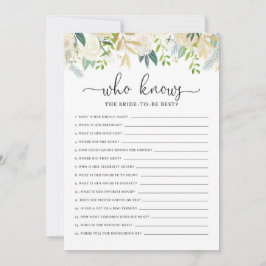 Peonies Glitzer, der Bride Brautparty Game kennt Einladung