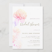 Peonies Gold Elegantes Brautparty Einladung (Vorderseite)