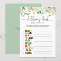 Peonies Gold Emoji Pictionary Baby Showspiel